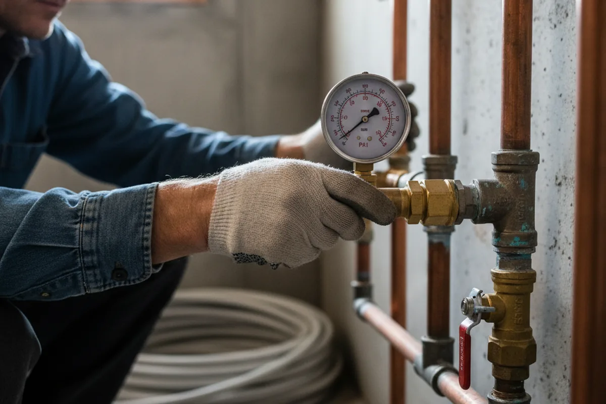 Pressure testing a repaired line during Water Line Repair in Harrison